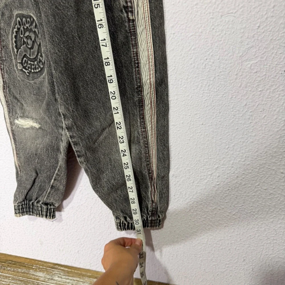 Vintage OshKosh Overalls Joe's Garage Gray Denim Kids Sz 5 Made USA Retro 90s